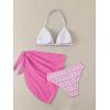 image:imageSOLY HUX Girls Summer Swimsuit Set Floral Halter Triangle Bikini Set with Wrap Skirts BeachwearHot Pink Floral