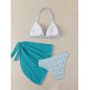 image:imageSOLY HUX Girls Summer Swimsuit Set Floral Halter Triangle Bikini Set with Wrap Skirts BeachwearOlive Green