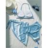 image:imageSOLY HUX Girls Summer Swimsuit Set Floral Halter Triangle Bikini Set with Wrap Skirts BeachwearPlain Blue