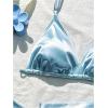 image:imageSOLY HUX Girls Summer Swimsuit Set Floral Halter Triangle Bikini Set with Wrap Skirts BeachwearPlain Blue