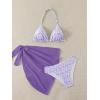 image:imageSOLY HUX Girls Summer Swimsuit Set Floral Halter Triangle Bikini Set with Wrap Skirts BeachwearViolet Purple
