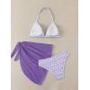 image:imageSOLY HUX Girls Summer Swimsuit Set Floral Halter Triangle Bikini Set with Wrap Skirts BeachwearViolet Purple