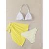 image:imageSOLY HUX Girls Summer Swimsuit Set Floral Halter Triangle Bikini Set with Wrap Skirts BeachwearWhite Yellow Floral