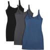 image:imageSOLY HUX Womens 3 Packs Nightgowns Soft Sexy Lace Trim Sleep Dress Chemise Pajamas Sleepwear Cami Mini Slip DressesGrey Dark Blue Black