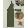 image:imageSOLY HUX Womens 3 Piece Swimsuit Bandeau Bikini Set Bathing Suit with Cover Up DressPlain Army Green