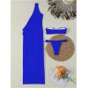 image:imageSOLY HUX Womens 3 Piece Swimsuit Bandeau Bikini Set Bathing Suit with Cover Up DressPlain Royal Blue