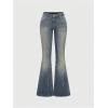 image:imageSOLY HUX Womens Bell Bottom Jeans Embroidery Y2k Stretch Flare Denim PantsLight Wash