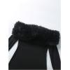 image:imageSOLY HUX Womens Bodycon Mini Dress Off The Shoulder Contrast Faux Fur Long Sleeve DressesPure Black