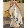 image:imageSOLY HUX Womens Boho Floral Print Backless Maxi Dress Tie Front Deep V Neck Sleeveless A Line Flowy DressesBeige Floral