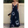 image:imageSOLY HUX Womens Boho Floral Print Backless Maxi Dress Tie Front Deep V Neck Sleeveless A Line Flowy DressesDark Blue Print