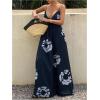 image:imageSOLY HUX Womens Boho Floral Print Backless Maxi Dress Tie Front Deep V Neck Sleeveless A Line Flowy DressesDark Blue Print