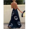 image:imageSOLY HUX Womens Boho Floral Print Backless Maxi Dress Tie Front Deep V Neck Sleeveless A Line Flowy DressesDark Blue Print