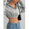 image:imageSOLY HUX Womens Cropped Zip Up Hoodie Y2k Drawstring Drop Shoulder Sweatshirts StreetwearPlain Grey