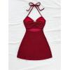 image:imageSOLY HUX Womens Cut Out Tie Backless Halter Dress Sleeveless Mini Beach Vacation DressesPlain Burgundy