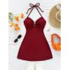 image:imageSOLY HUX Womens Cut Out Tie Backless Halter Dress Sleeveless Mini Beach Vacation DressesPlain Burgundy