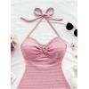 image:imageSOLY HUX Womens Cut Out Tie Backless Halter Dress Sleeveless Mini Beach Vacation DressesPlain Pink
