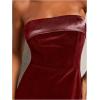 image:imageSOLY HUX Womens Elegant Strapless Velvet Dress High Waisted Flared A Line Wedding Guest Mini Tube DressPure Burgundy