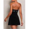 image:imageSOLY HUX Womens Elegant Strapless Velvet Dress High Waisted Flared A Line Wedding Guest Mini Tube DressSolid Black