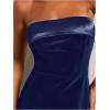 image:imageSOLY HUX Womens Elegant Strapless Velvet Dress High Waisted Flared A Line Wedding Guest Mini Tube DressSolid Dark Blue