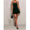 image:imageSOLY HUX Womens Elegant Strapless Velvet Dress High Waisted Flared A Line Wedding Guest Mini Tube DressSolid Dark Green