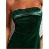 image:imageSOLY HUX Womens Elegant Strapless Velvet Dress High Waisted Flared A Line Wedding Guest Mini Tube DressSolid Dark Green