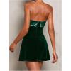 image:imageSOLY HUX Womens Elegant Strapless Velvet Dress High Waisted Flared A Line Wedding Guest Mini Tube DressSolid Dark Green