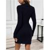 image:imageSOLY HUX Womens Elegant Wrap V Neck Mini Sweater Dress Long Sleeve Button Bodycon Ribbed Knit DressesPlain Dark Blue