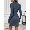 image:imageSOLY HUX Womens Elegant Wrap V Neck Mini Sweater Dress Long Sleeve Button Bodycon Ribbed Knit DressesPure Dark Blue