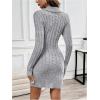 image:imageSOLY HUX Womens Elegant Wrap V Neck Mini Sweater Dress Long Sleeve Button Bodycon Ribbed Knit DressesPure Grey
