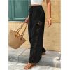 image:imageSOLY HUX Womens Floral Hollow Out Straight Leg Summer Pants Boho Bottoms Vacation OutfitPlain Black