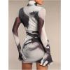 image:imageSOLY HUX Womens Graphic Print Bodycon Mini Dress Turtleneck Long Sleeve Pencil DressesBrown Figure