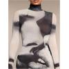 image:imageSOLY HUX Womens Graphic Print Bodycon Mini Dress Turtleneck Long Sleeve Pencil DressesBrown Figure