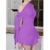 image:imageSOLY HUX Womens Mini Dress Off The Shoulder Sleeveless Tie Shoulder A Line Flared Party DressesSolid Purple