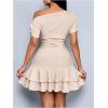 image:imageSOLY HUX Womens Off The Shoulder Short Sleeve Ruffle Mini Dress Fit and Flare Prom Party DressesSolid Apricot