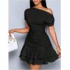 image:imageSOLY HUX Womens Off The Shoulder Short Sleeve Ruffle Mini Dress Fit and Flare Prom Party DressesSolid Black