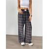 image:imageSOLY HUX Womens Plaid Pants Wide Leg Elastic Waist Lounge Baggy Sweatpants Casual BottomsBrown Plaid