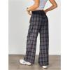 image:imageSOLY HUX Womens Plaid Pants Wide Leg Elastic Waist Lounge Baggy Sweatpants Casual BottomsBrown Plaid
