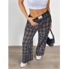 image:imageSOLY HUX Womens Plaid Pants Wide Leg Elastic Waist Lounge Baggy Sweatpants Casual BottomsBrown Plaid