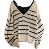 image:imageSOLY HUX Womens Plus Size Bow Sweater Striped Sweater with Bows Back Off The Shoulder Knit Tops Fall ClothesMulticolor Striped