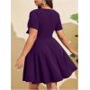 image:imageSOLY HUX Womens Plus Size Bow Tie Short Sleeve Summer Short Dress Cocktail Beach Wedding DressesDark Purple