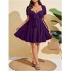 image:imageSOLY HUX Womens Plus Size Bow Tie Short Sleeve Summer Short Dress Cocktail Beach Wedding DressesDark Purple