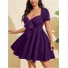image:imageSOLY HUX Womens Plus Size Bow Tie Short Sleeve Summer Short Dress Cocktail Beach Wedding DressesDark Purple