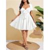 image:imageSOLY HUX Womens Plus Size Bow Tie Short Sleeve Summer Short Dress Cocktail Beach Wedding DressesPlain White