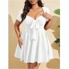 image:imageSOLY HUX Womens Plus Size Bow Tie Short Sleeve Summer Short Dress Cocktail Beach Wedding DressesPlain White