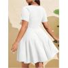 image:imageSOLY HUX Womens Plus Size Bow Tie Short Sleeve Summer Short Dress Cocktail Beach Wedding DressesPlain White