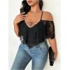 image:imageSOLY HUX Womens Plus Size Cold Shoulder Lace Deep V Neck Bodysuits Sheer Leotard Unitard TopsSolid Black