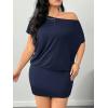 image:imageSOLY HUX Womens Plus Size Off The Shoulder Short Sleeve Tshirt Dress Summer Bodycon Party Mini DressesDark Blue