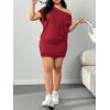 image:imageSOLY HUX Womens Plus Size Off The Shoulder Short Sleeve Tshirt Dress Summer Bodycon Party Mini DressesPure Burgundy