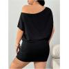 image:imageSOLY HUX Womens Plus Size Off The Shoulder Short Sleeve Tshirt Dress Summer Bodycon Party Mini DressesSolid Black