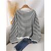 image:imageSOLY HUX Womens Plus Size Striped T Shirt Long Sleeve Crew Neck Tassel Hem Tee Casual Fall TopsBlack Striped